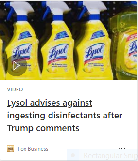 Lysolia, please, sanoi Trump, valmistaja varoitti Trumpista